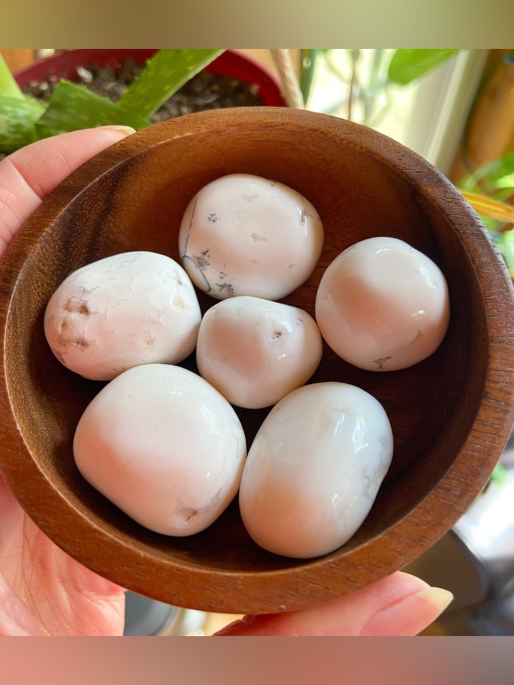 Snow Agate Crystal Tumbled Stones with Druzy Calm Peace Tranquility Meditation